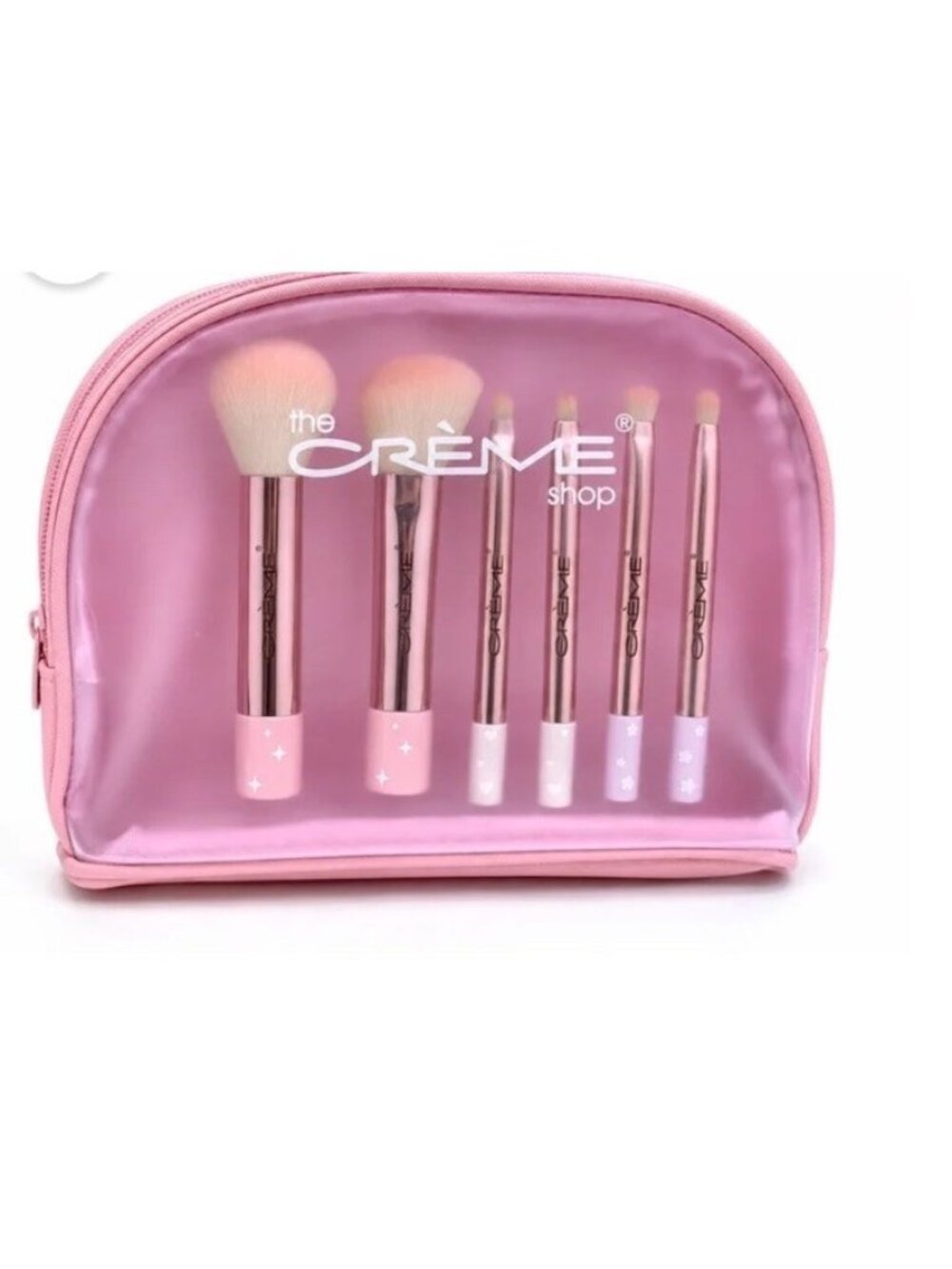 The Creme Shop Cosmetic Travel Pouch & Makeup Brush Travel Set 6 Piece Brushes